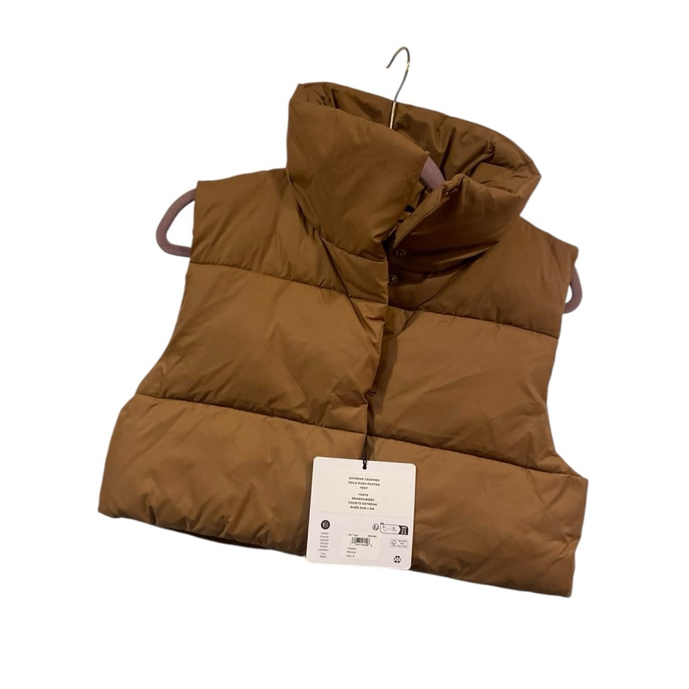 NWT Alo Yoga extreme cropped gold rush puffer TOASTED ALMOND Size S - Picture 2 of 5
